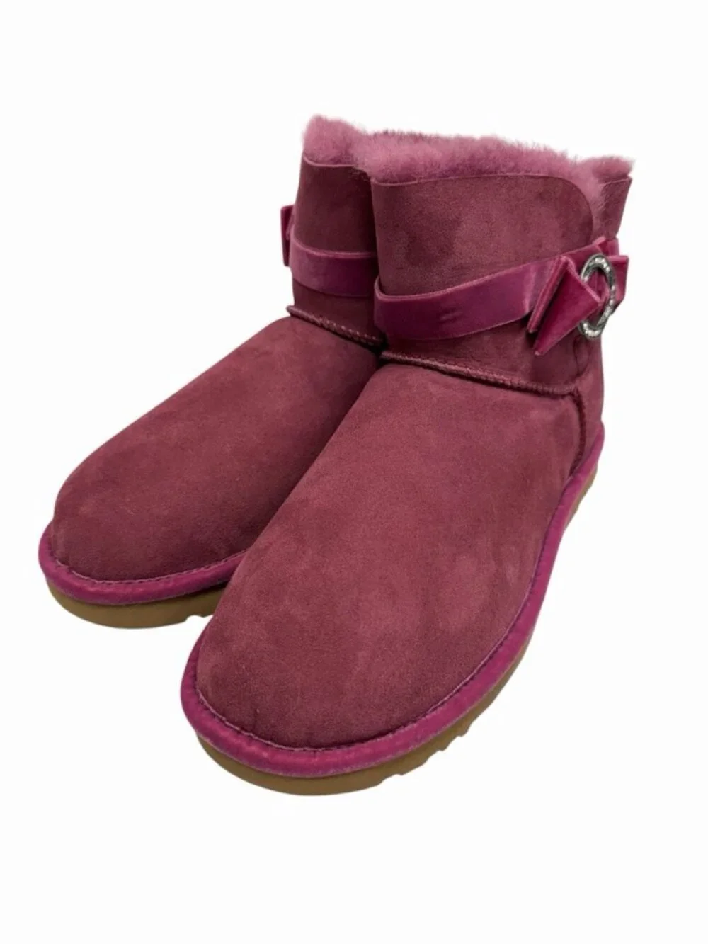 UGG Australia Mini Karlie Brooch Bling Boots Women's Size 11 Bougainvillea NWOT